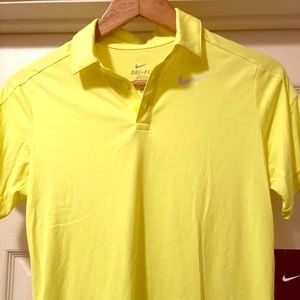 Nike Dri Fit bright yellow collared shirt